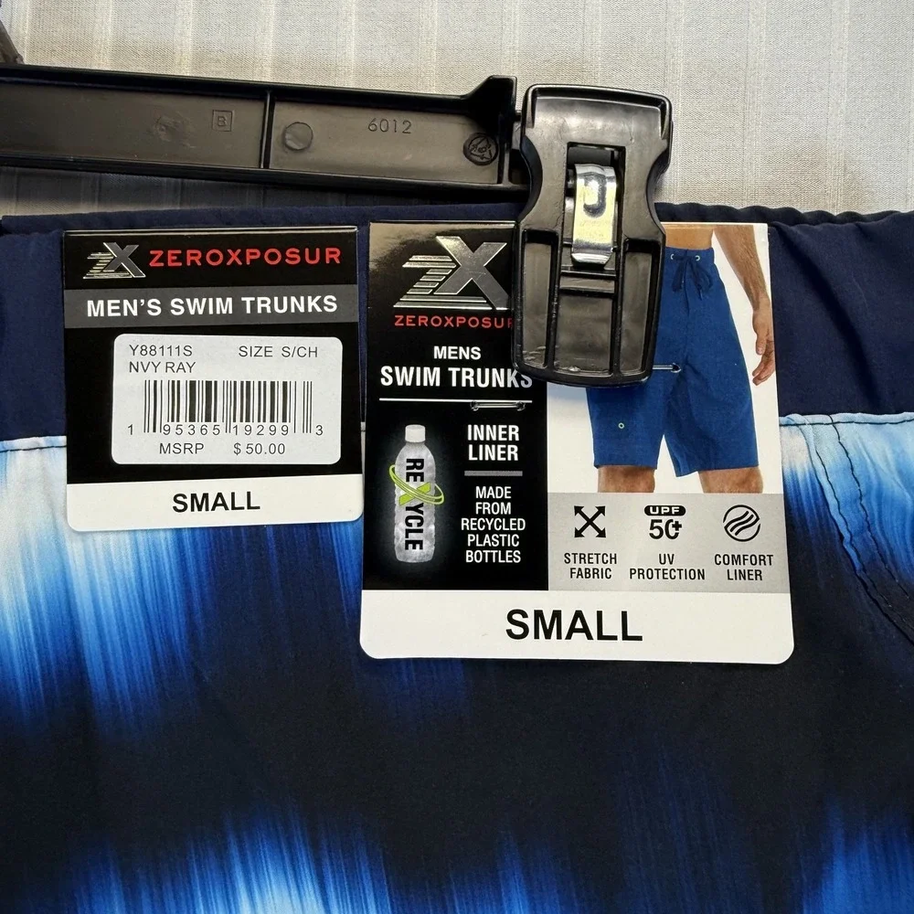 ZeroXposur Men Swim Trunks Blue‎ Tie Dye Drawstring Lined Pockets Small NWT
